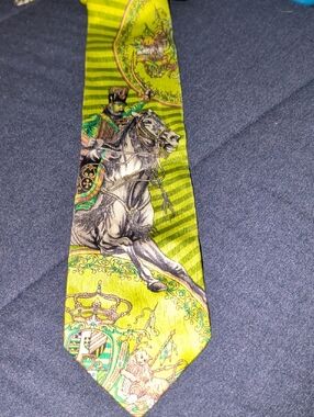 GIANNI VERSACE 90s Tie Silk Made In Italy Green Multi With COA EUC
